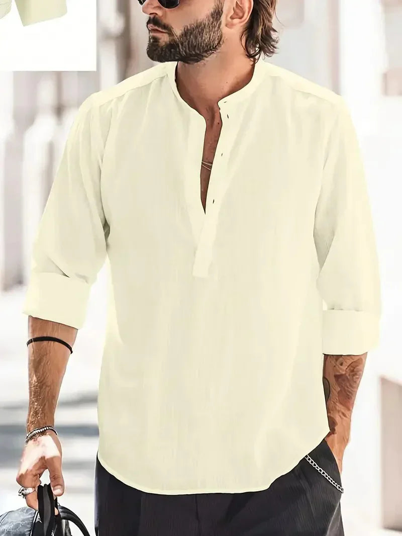 Chemise en lin d'été décontractée pour hommes