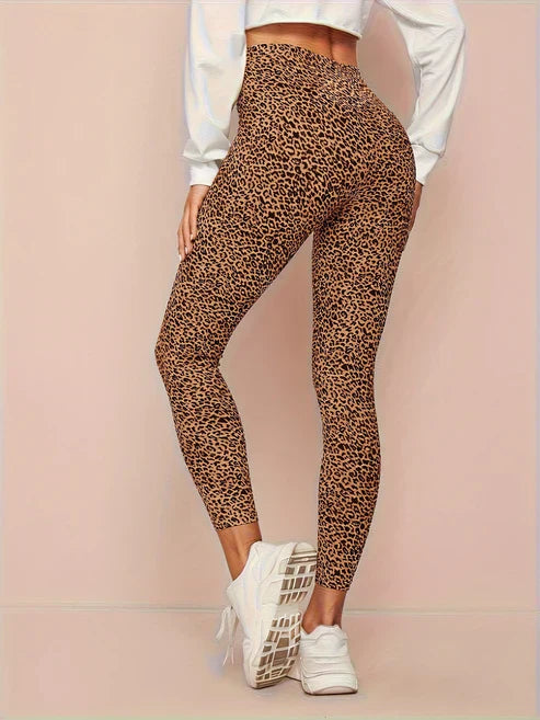 Leggings à Taille Haute Imprimé Léopard pour Femme