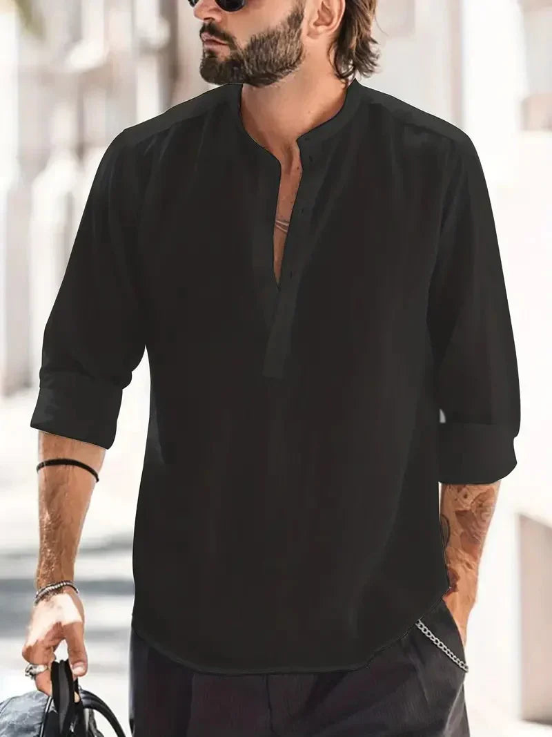 Chemise en lin d'été décontractée pour hommes