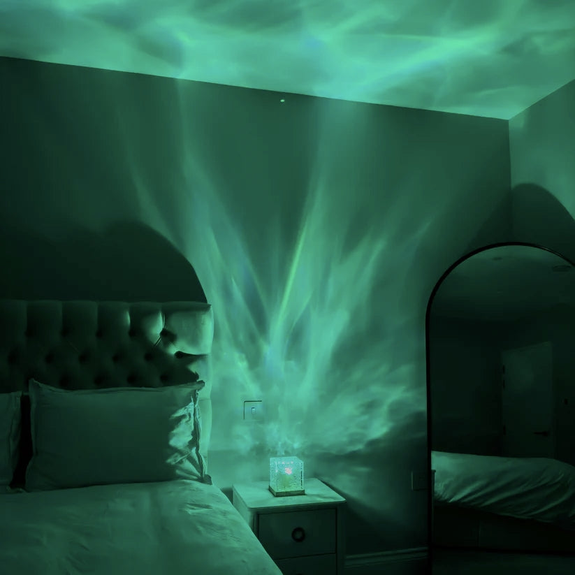 Lampe relaxante avec vagues océaniques colorées