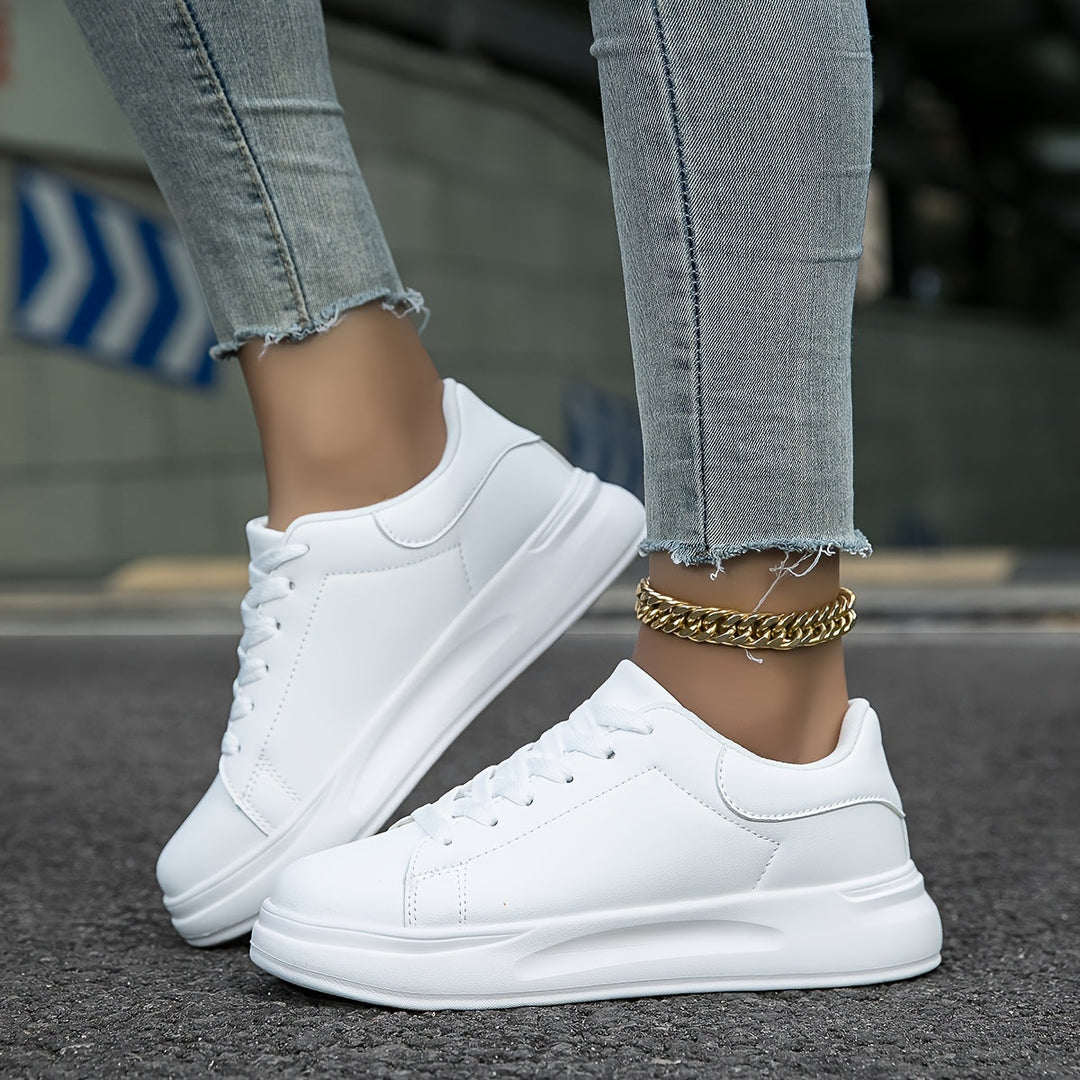 Baskets en cuir blanc pour femmes