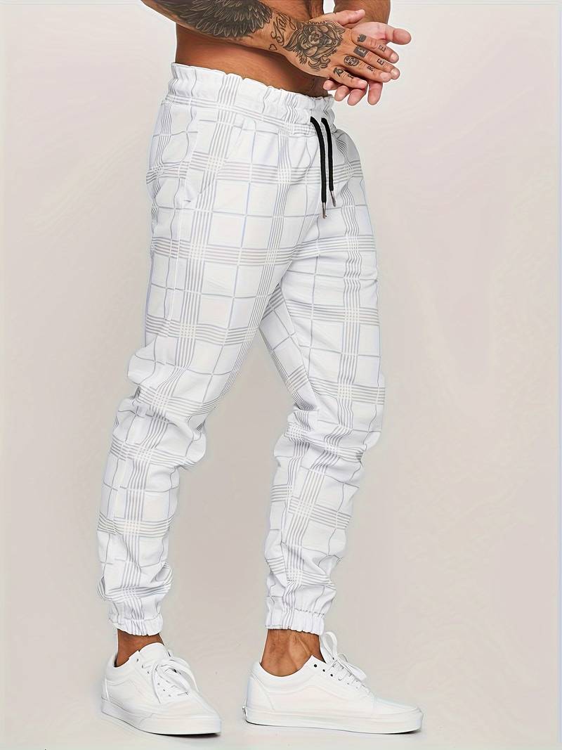 UrbanFit – Pantalons de jogging slim fit à carreaux pour hommes