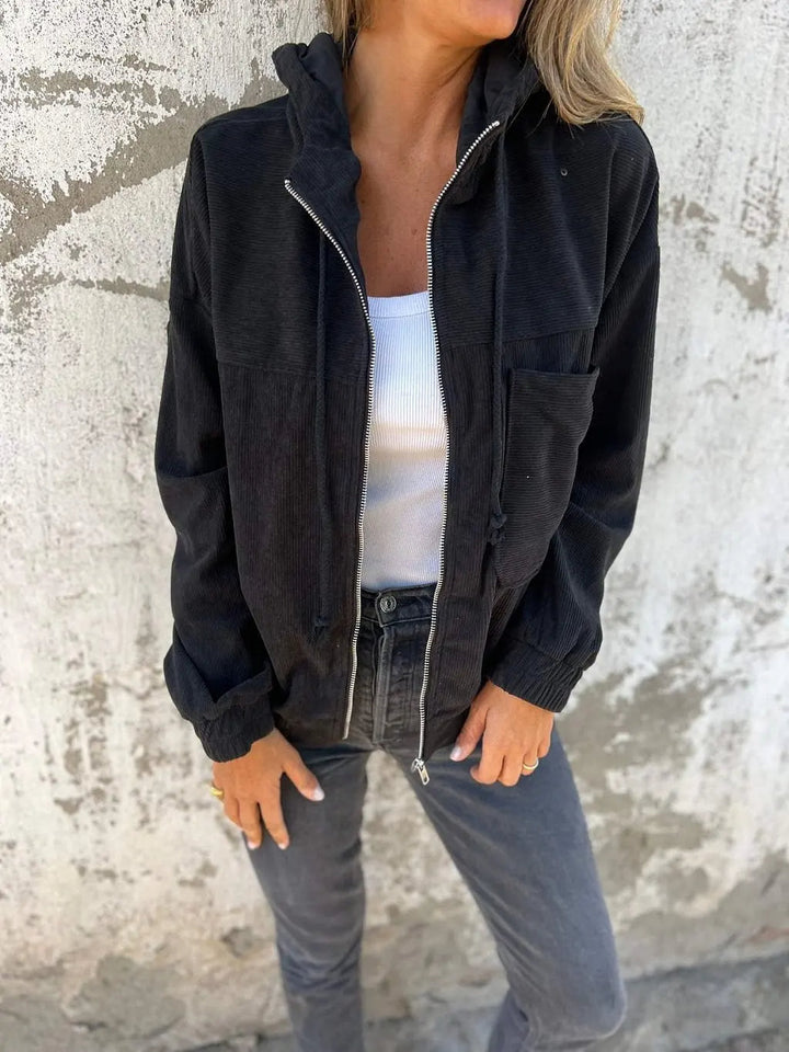 Veste en Corduroy Casual avec Capuche