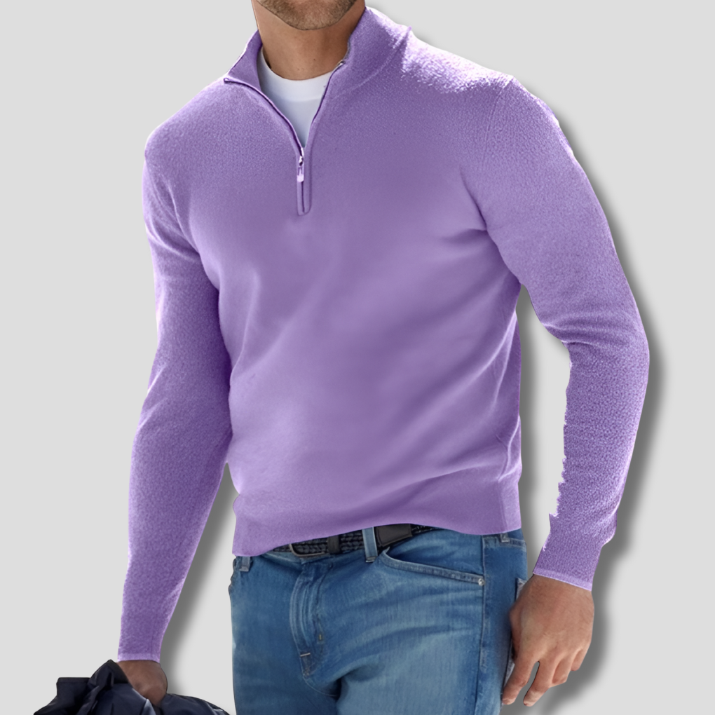 Pull-over en coton pour homme avec col zippé
