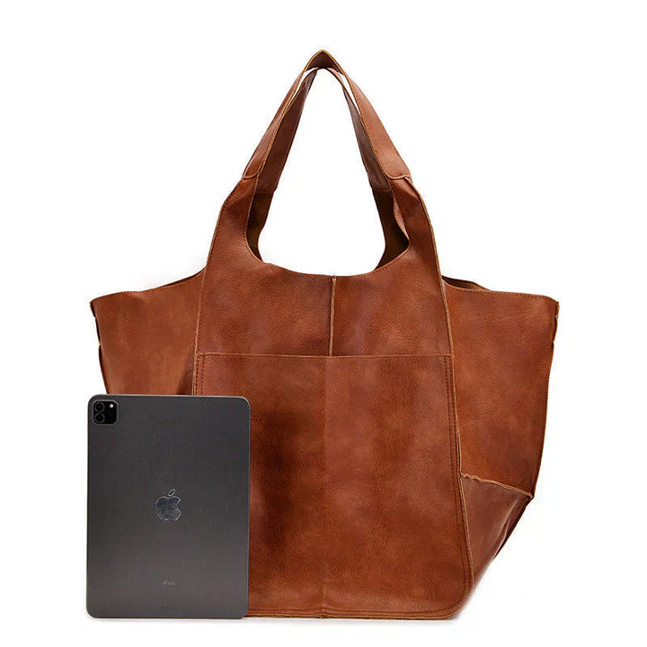 Sac à épaule en cuir vintage surdimensionné pour femmes – Style intemporel rencontre fonctionnalité quotidienne