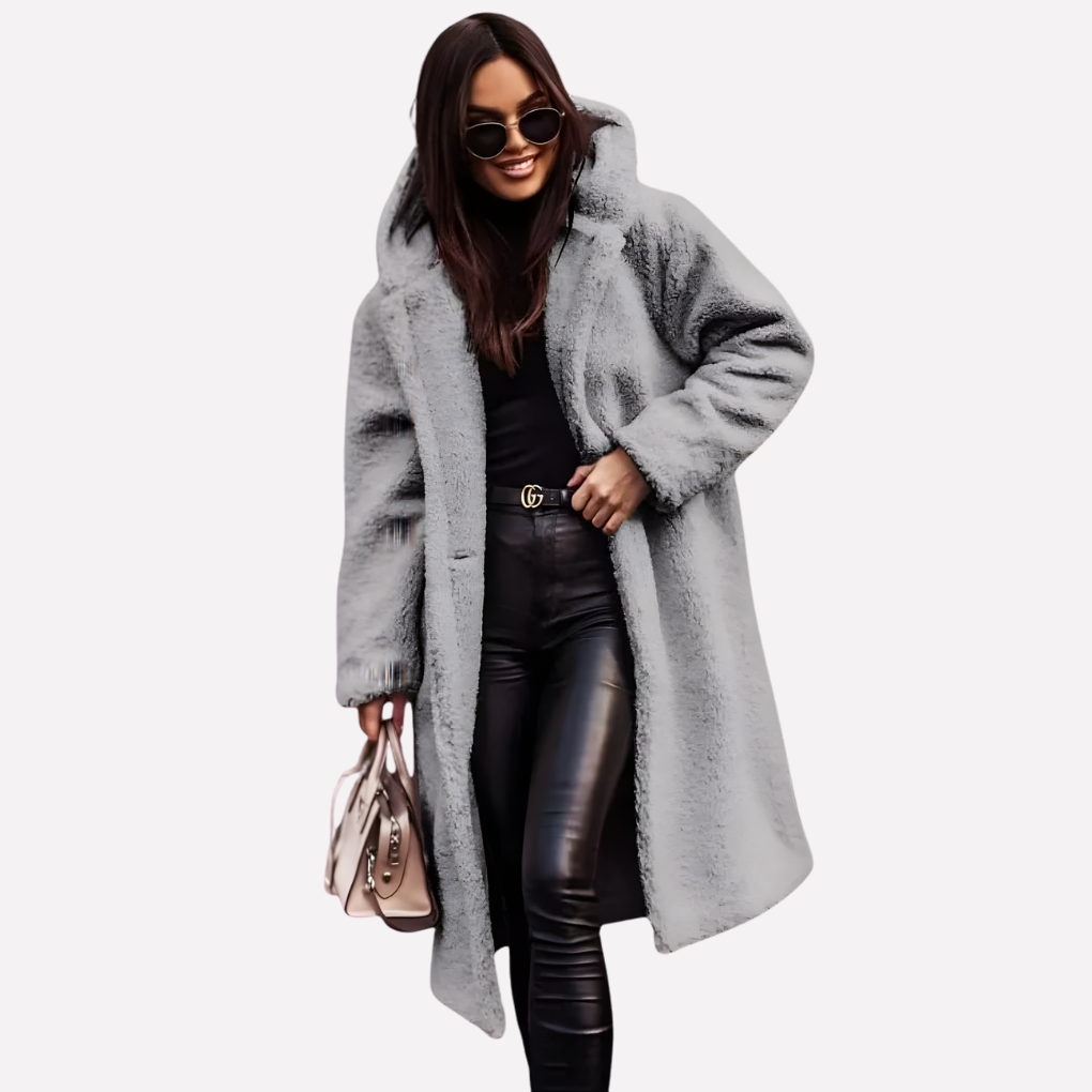 Manteau avec capuche pour femme avec fermeture par bouton