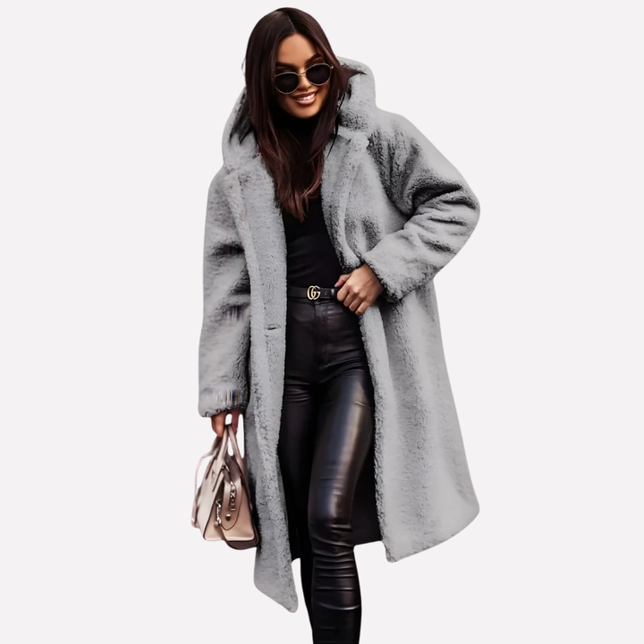 Manteau avec capuche pour femme avec fermeture par bouton