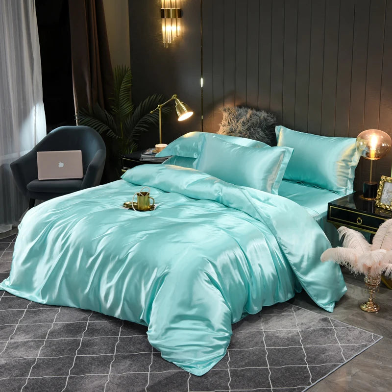 Ensemble de Linge de Lit en Satin Soyeux Indulgez-vous dans le Confort Luxueux et le Design Élégant