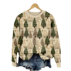 Pull en Tricot Femme avec Motif Arbre et Encolure Ronde