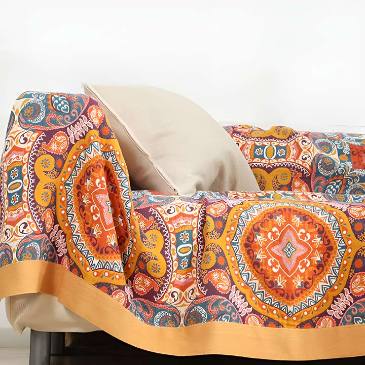 Couverture Réversible Boho Lever du Soleil – Chaleur Artistique avec Design Double Face