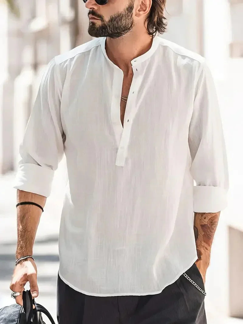 Chemise en lin d'été décontractée pour hommes