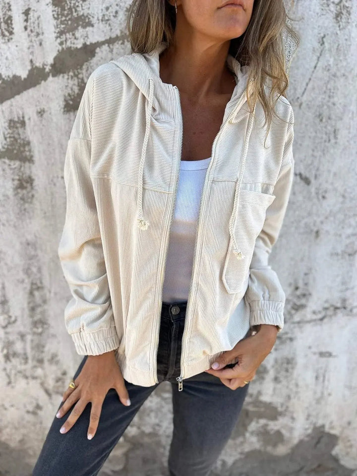 Veste en Corduroy Casual avec Capuche