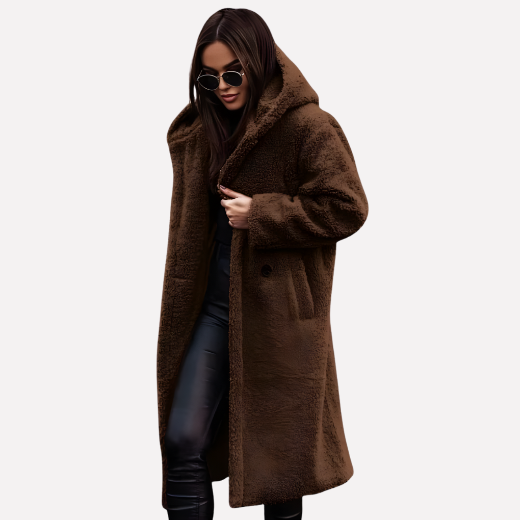Manteau avec capuche pour femme avec fermeture par bouton
