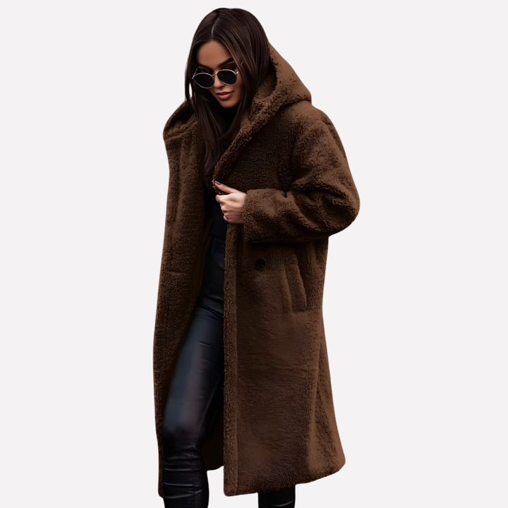 Manteau avec capuche pour femme avec fermeture par bouton