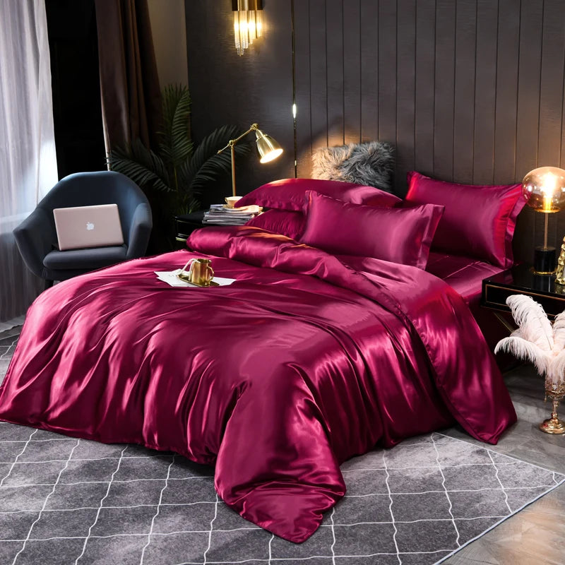 Ensemble de Linge de Lit en Satin Soyeux Indulgez-vous dans le Confort Luxueux et le Design Élégant