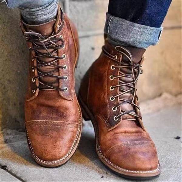 Bottes en cuir confortables pour hommes classiques et soutenantes