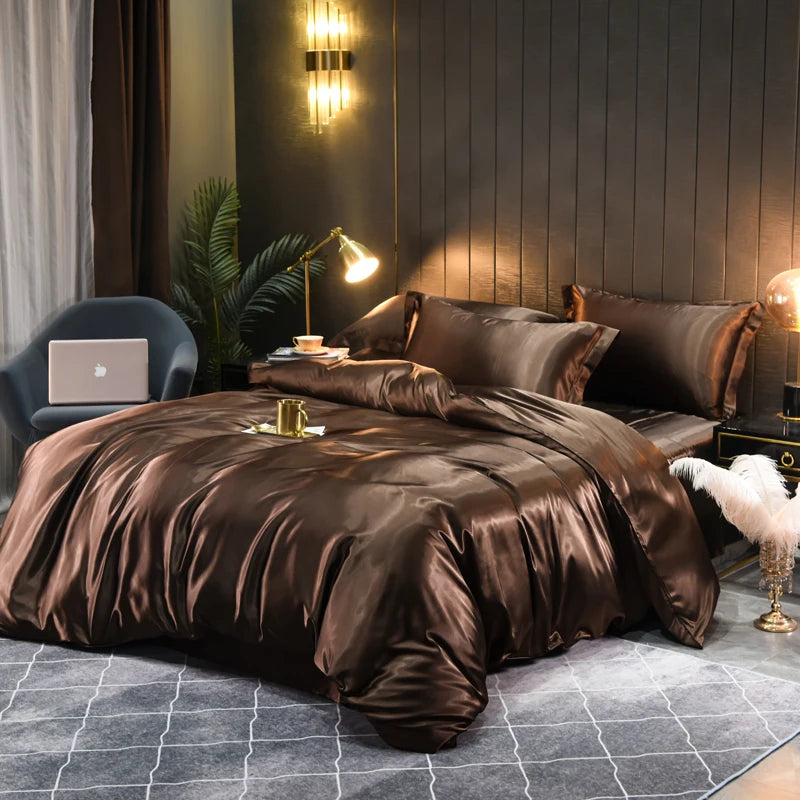 Ensemble de Linge de Lit en Satin Soyeux Indulgez-vous dans le Confort Luxueux et le Design Élégant