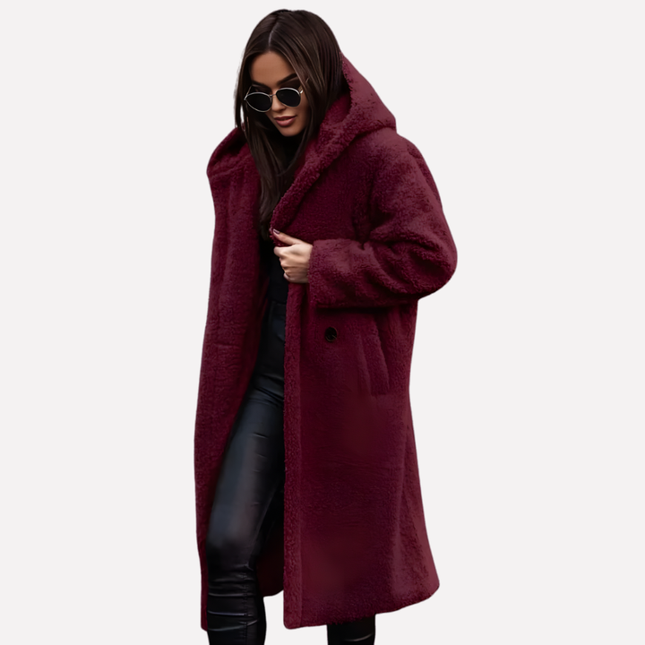 Manteau avec capuche pour femme avec fermeture par bouton