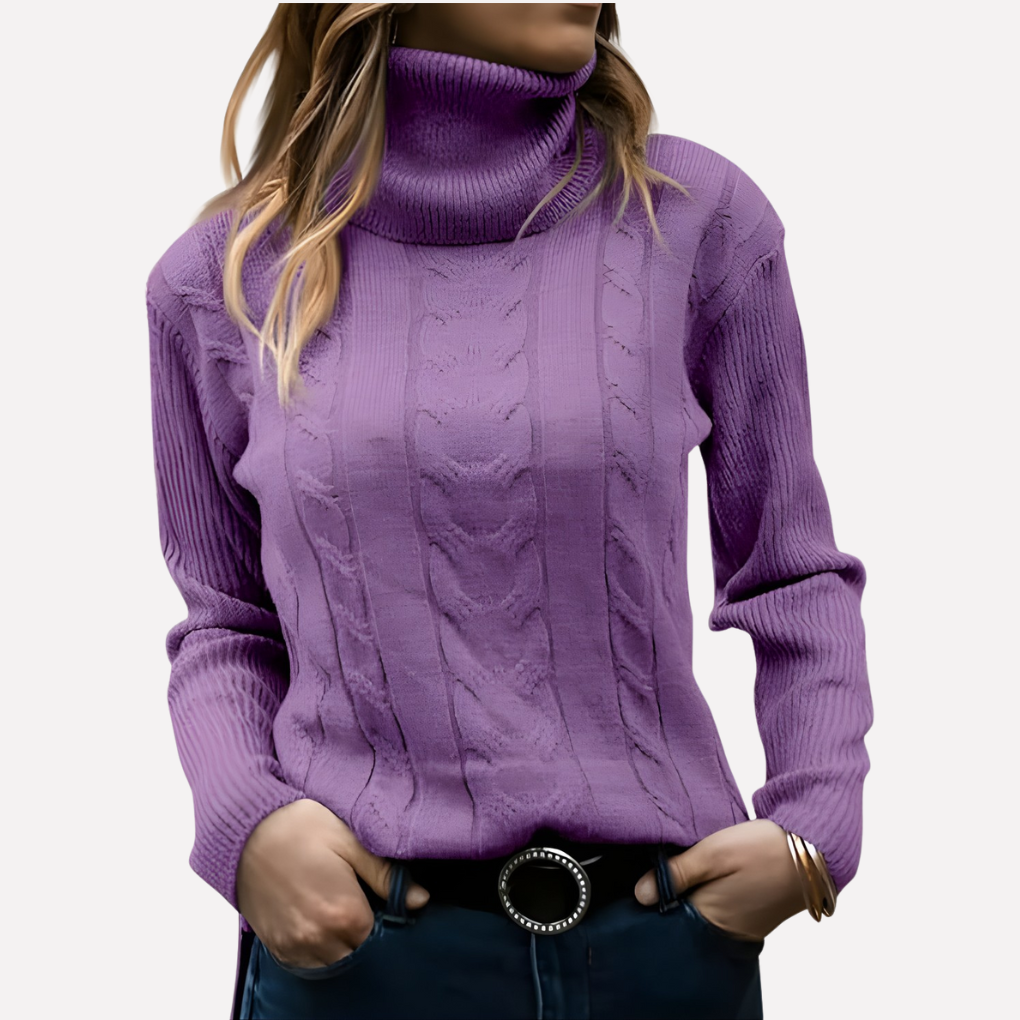 Pull-over Col Roulé Femme – Style Décontracté Quotidien