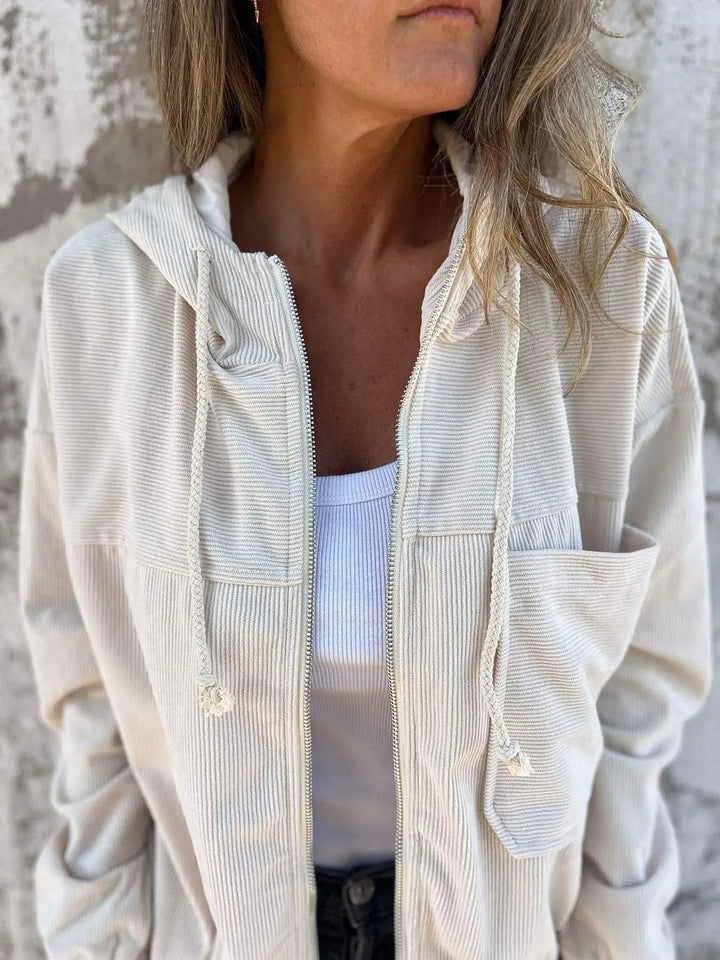 Veste en Corduroy Casual avec Capuche