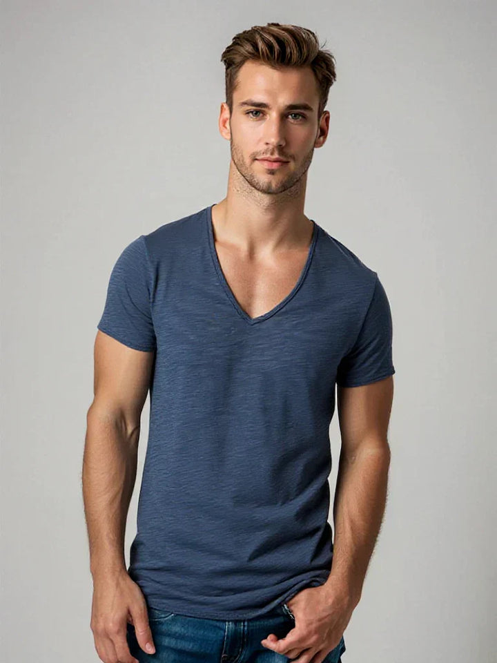 T-shirt V à col en V pour hommes