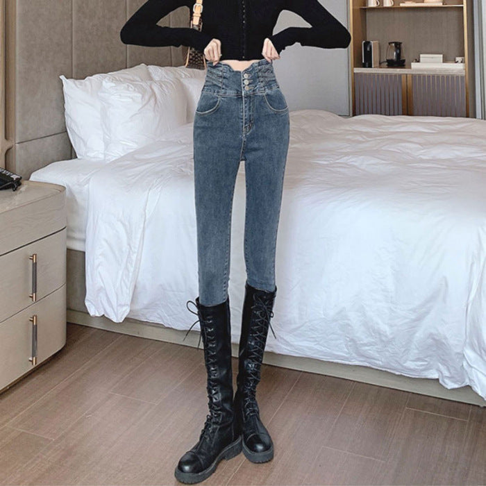 Jeans Femmes Hauts à Taille