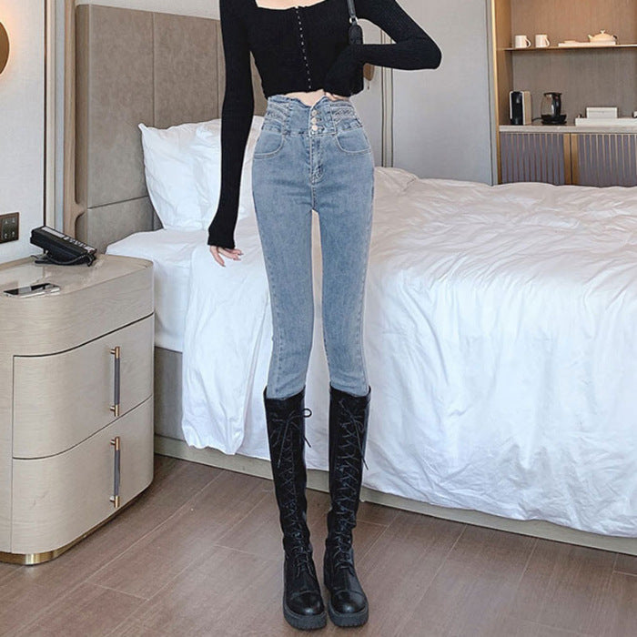 Jeans Femmes Hauts à Taille
