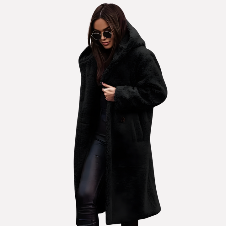 Manteau avec capuche pour femme avec fermeture par bouton