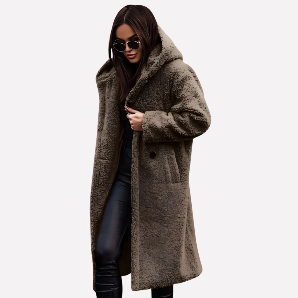 Manteau avec capuche pour femme avec fermeture par bouton