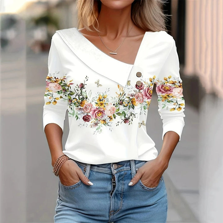 Rezza – Blouse Florale à Manches Longues Stylée