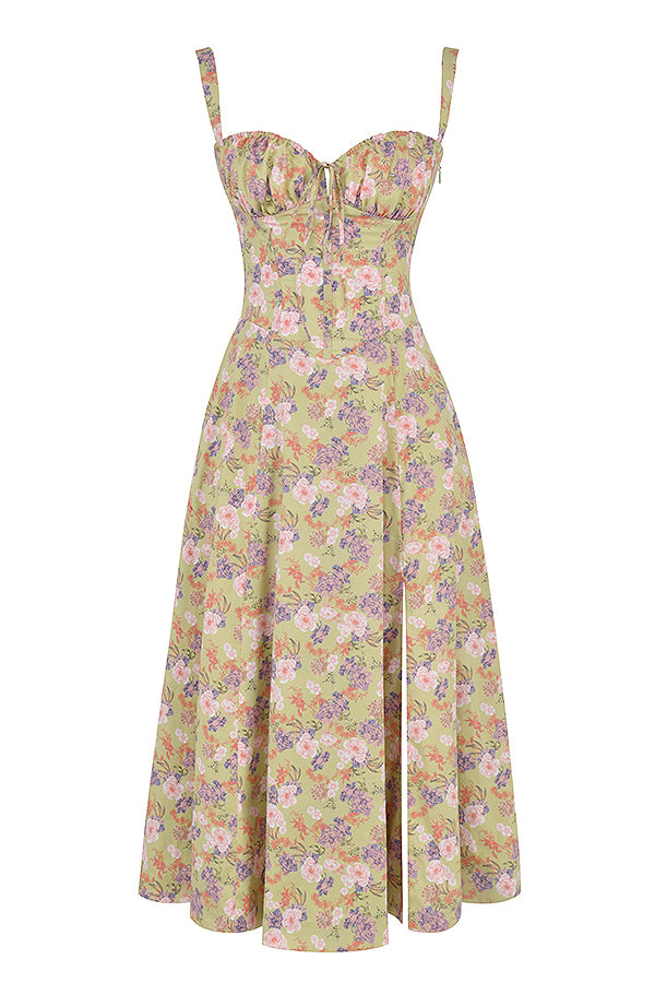 Robe Florale Sculptee à la Taille