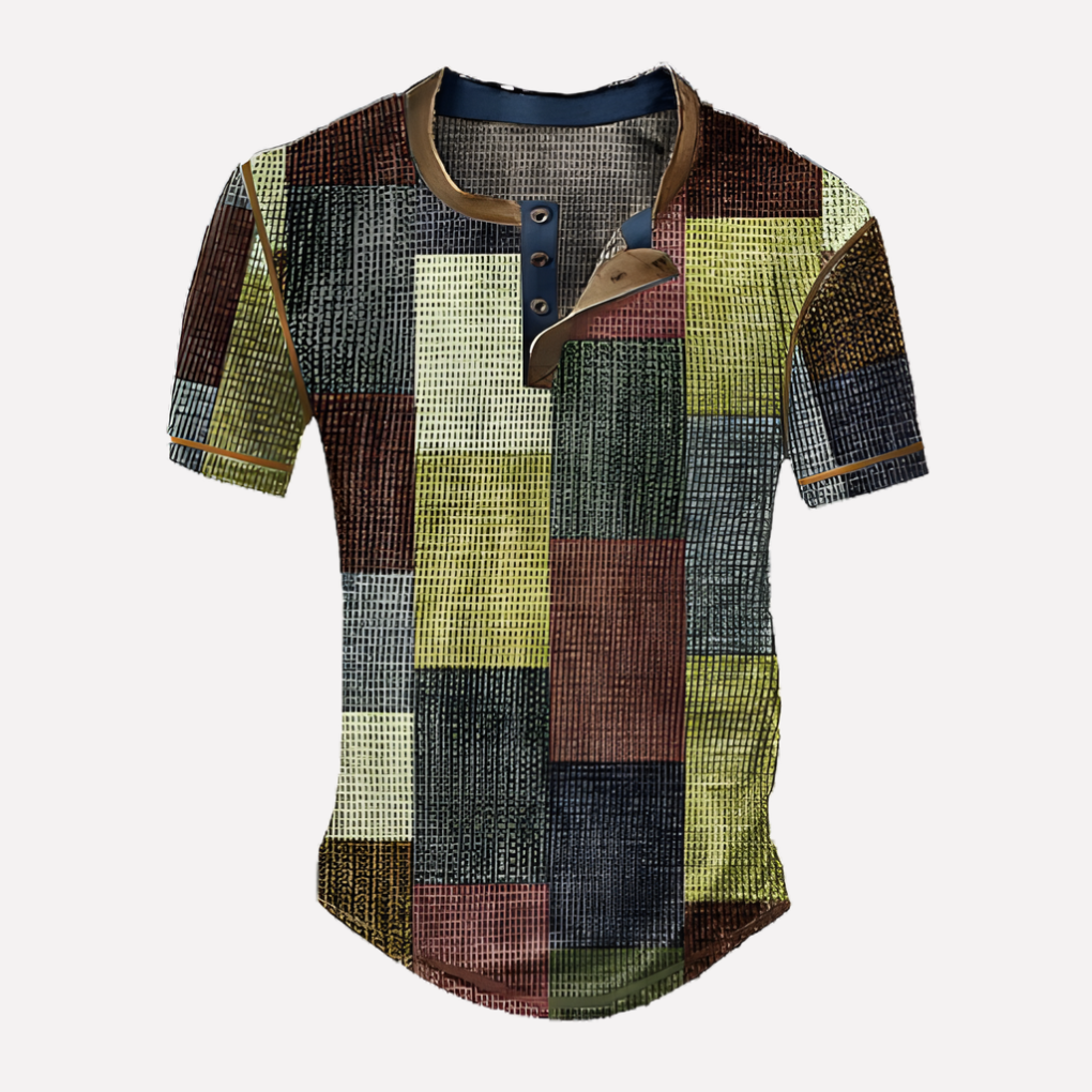 T-shirt casual en maille waffle pour homme
