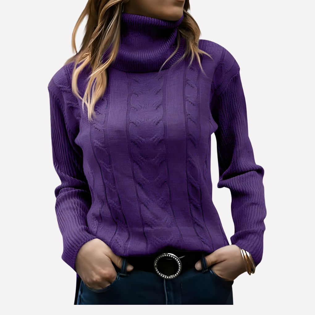 Pull-over Col Roulé Femme – Style Décontracté Quotidien