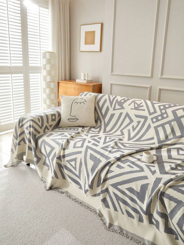 Serviette de Sofa en Chenille de Style Bohème