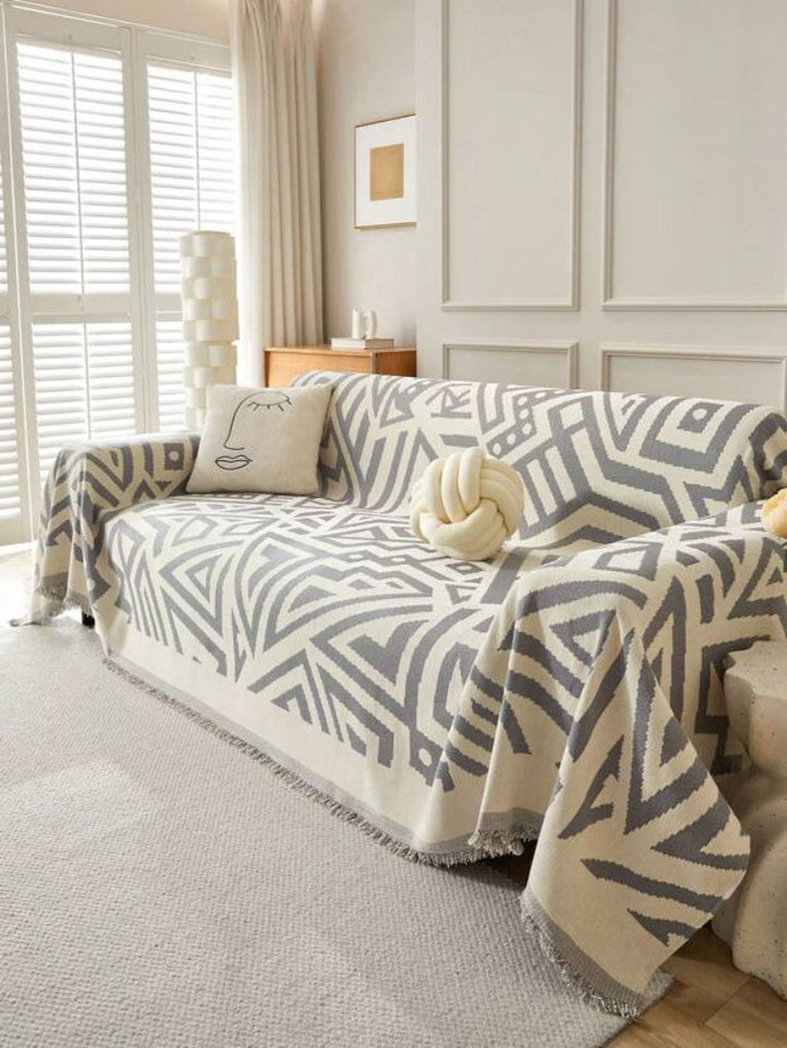 Serviette de Sofa en Chenille de Style Bohème