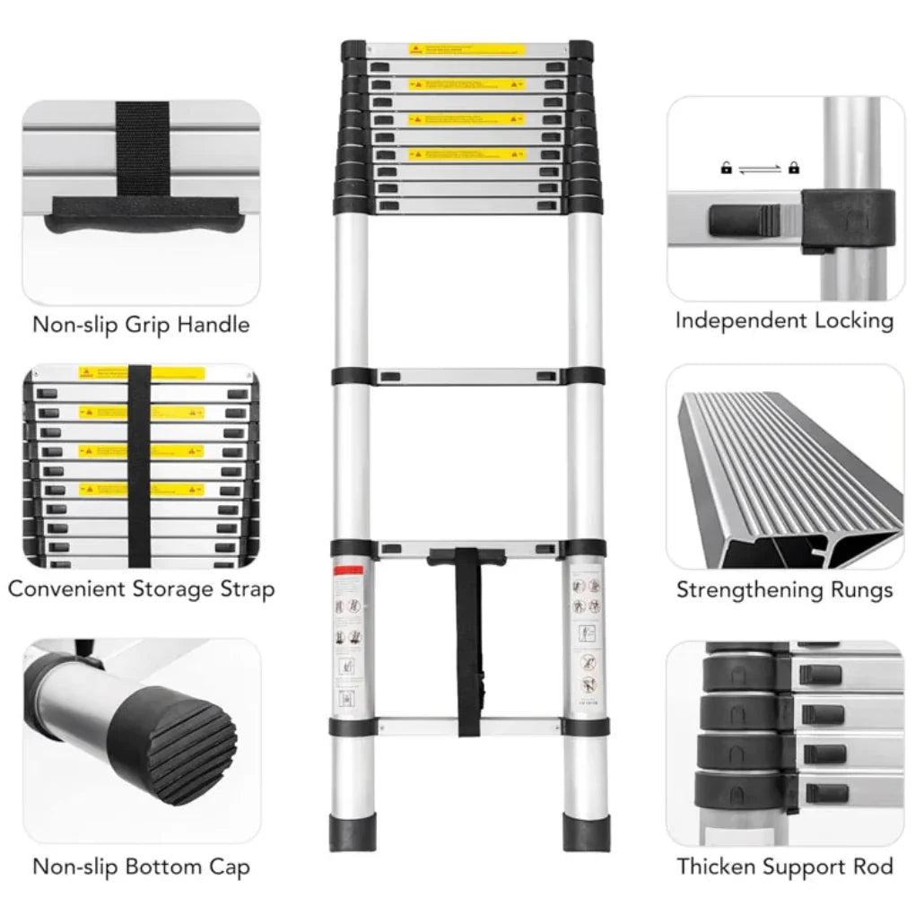 Escabeau Télescopique Extensible avec Hauteur Ajustable