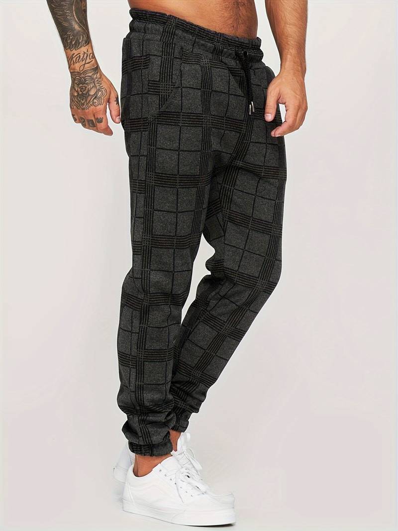 UrbanFit – Pantalons de jogging slim fit à carreaux pour hommes