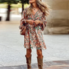Lydia | Robe Mini Imprimée Bohème Femme à Manches Longues