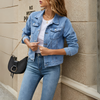 Veste en denim classique à boutons pour femmes