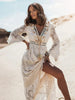Robe Maxi Bohémienne avec Dentelle et Manches Éléguantes