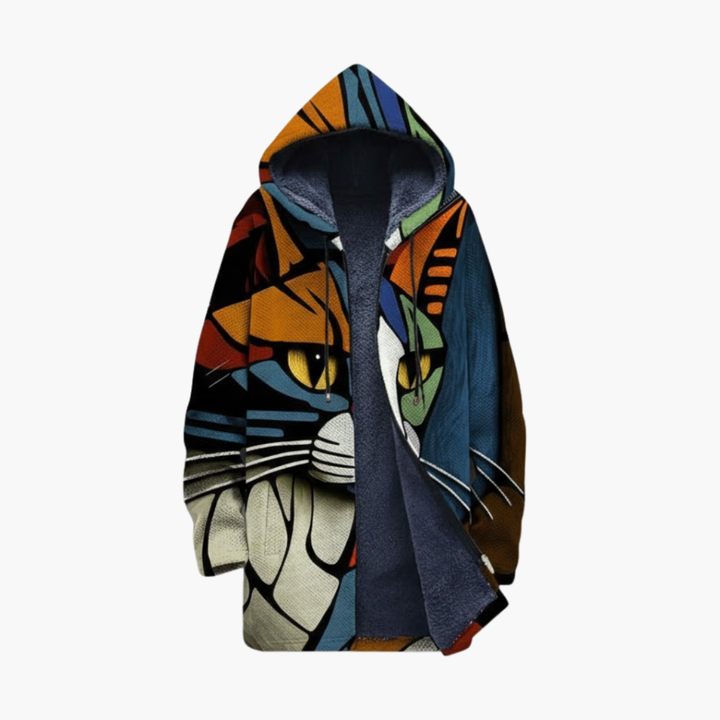 Cardigan Zippé Unisexe avec Design d'Impression de Chat