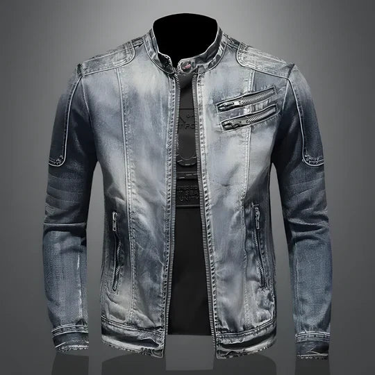 Veste en Denim Rétro pour Hommes : Robustesse Intemporelle Rencontre Confort Quotidien