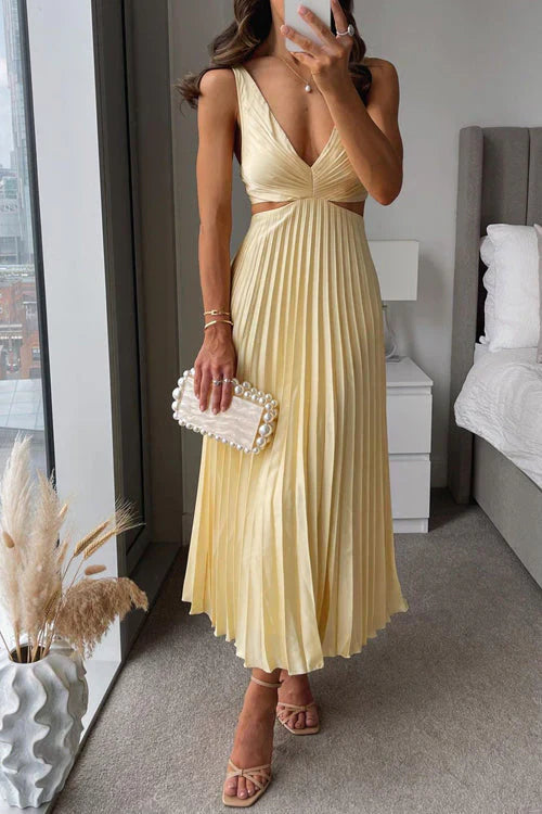 Robe Maxi Plissée Femme Élégante & Fluide
