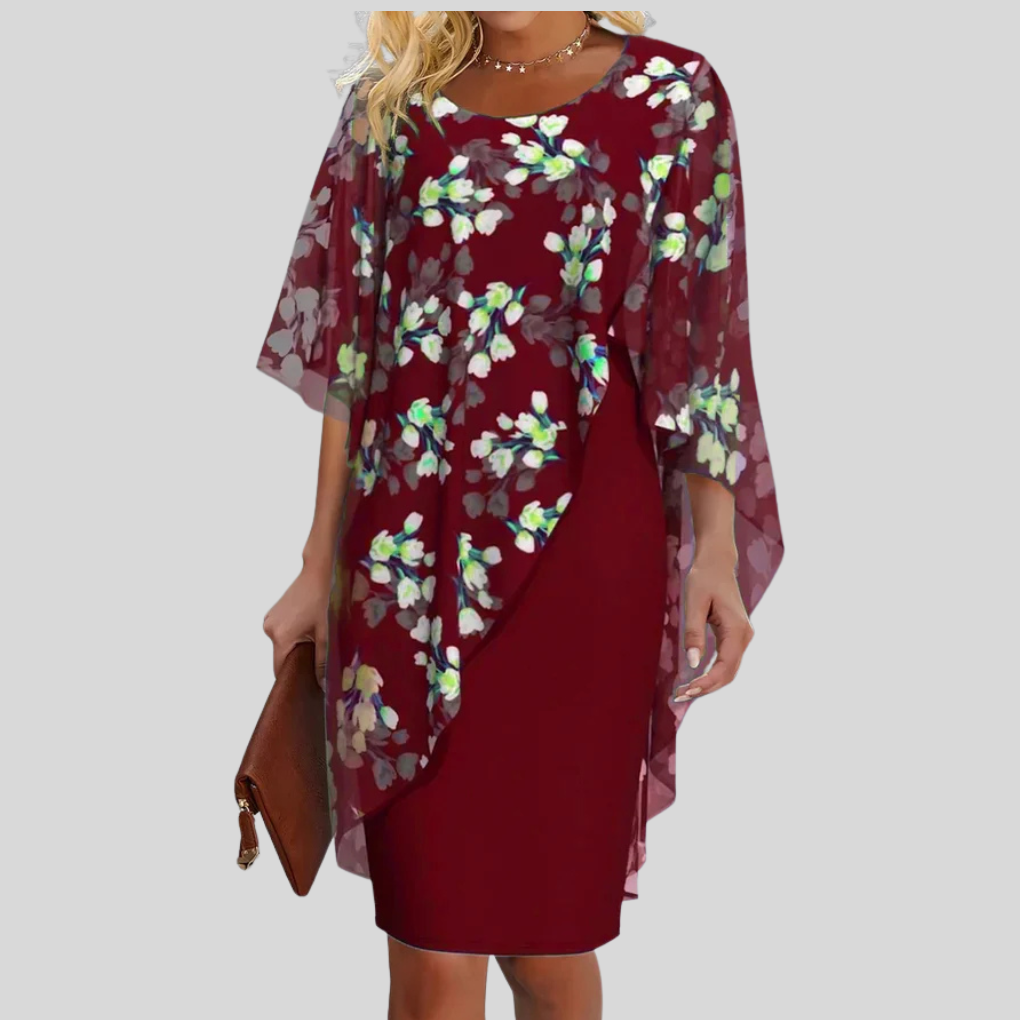 Robe Chiffon Florale Élégante – Style Gracieux avec Imprimés Féminins