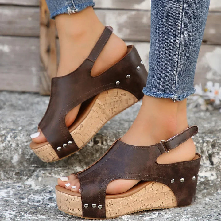 Sandales Wedge Peep-Toe Liées Élégance Élevée avec Confort Quotidien