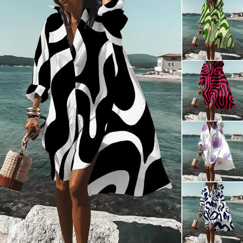 Robe d'été oversize pour femme avec imprimé boho