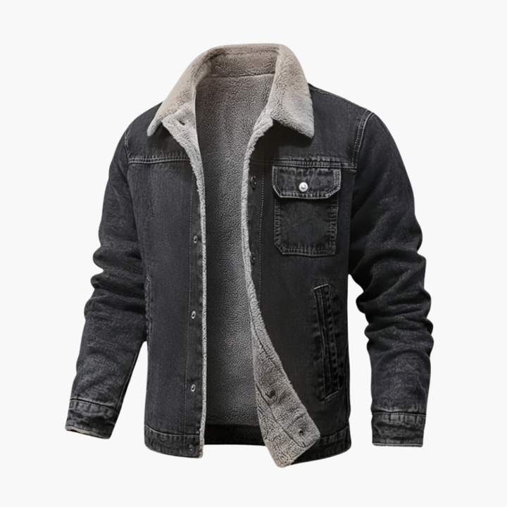 Veste en denim pour hommes avec doublure en polaire en soldes
