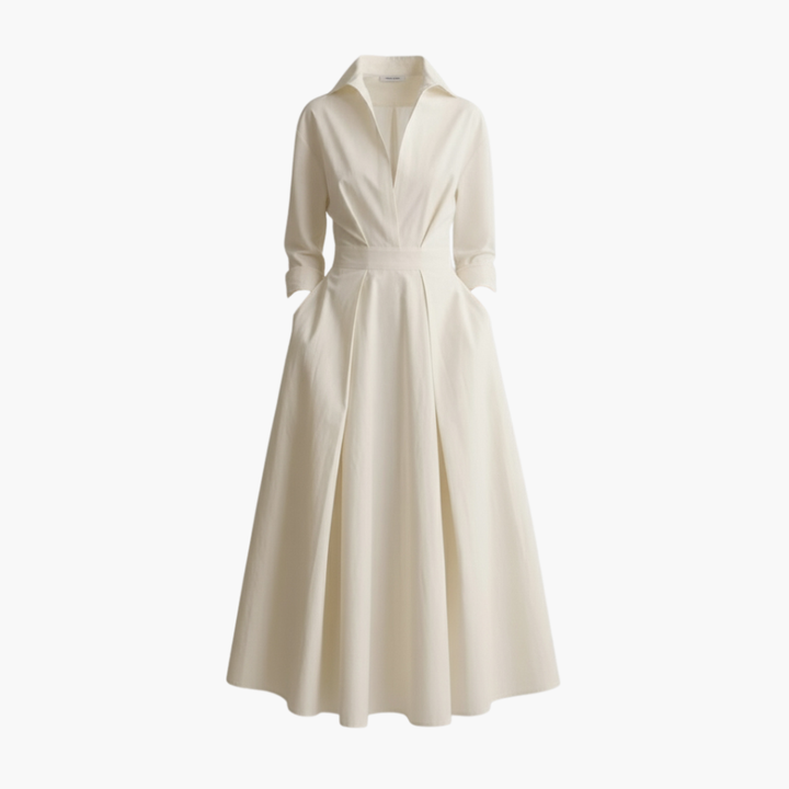Robe Longue Femme Chemise avec Détail Taille et Boutons Devant