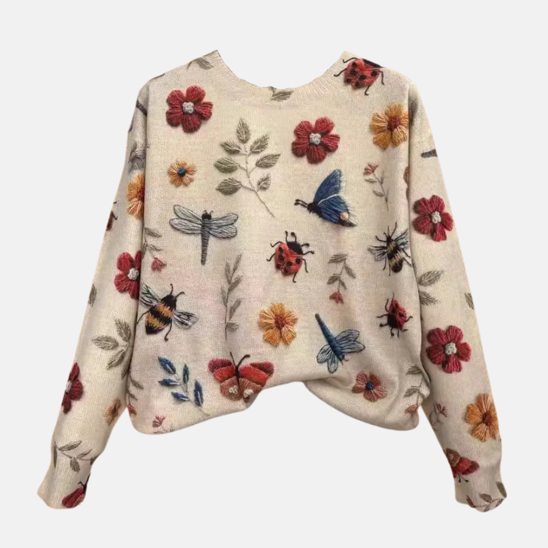 Pull en maille fleur 3D