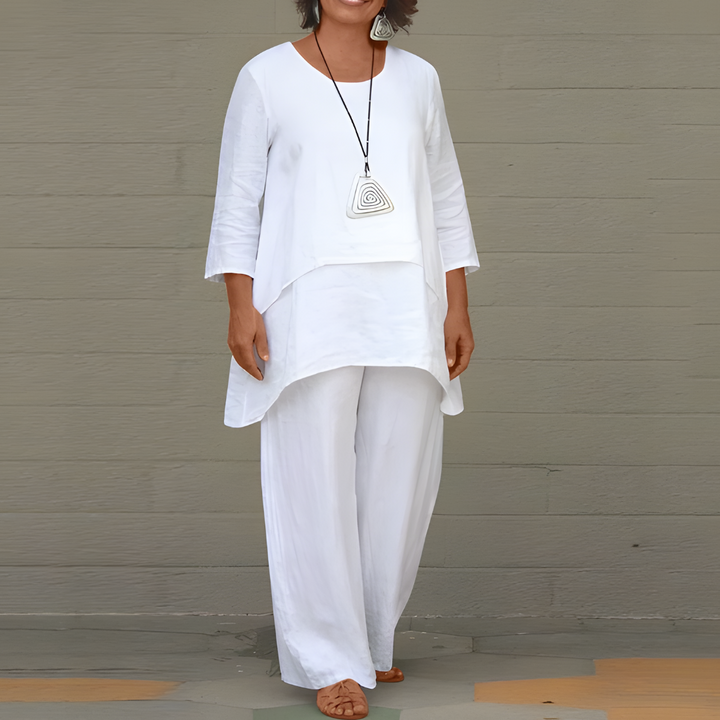 Ensemble 2 Pièces en Lin Élégant pour Femme